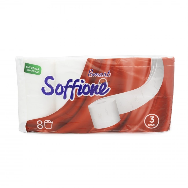 Туалетная бумага soffione smart 3-х сл. 8 шт